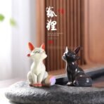 Two color-changing fox ceramic tea pets - Image 2