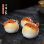 Small pufferfish ceramic tea pet