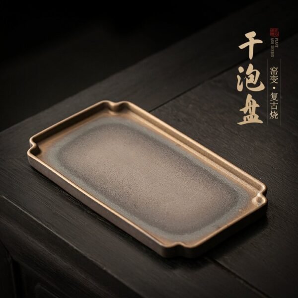 Black gold high-end tea tray
