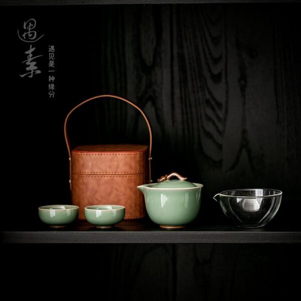 Celadon portable travel tea set