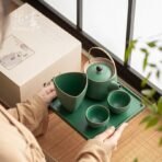 Dark green retro tea set