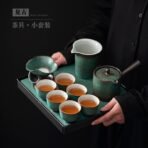 Light luxury dark green ice crack tea set - Image 2