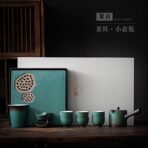 Light luxury dark green ice crack tea set - Image 4