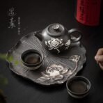 Retro light luxury lotus tea set - Image 3