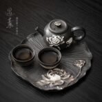 Retro light luxury lotus tea set