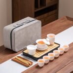 Chinese White Suet Jade Ceramic Tea Set