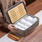 Chinese White Suet Jade Ceramic Tea Set - Image 3