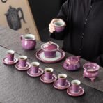 Light luxury high-end purple kiln tea set